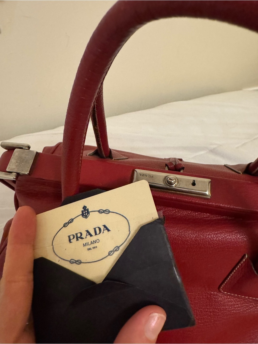 Prada Red Leather Satchel with Top Handles